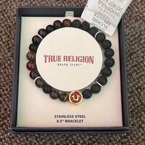 True Religion Stainless Steel Beaded Bracelet